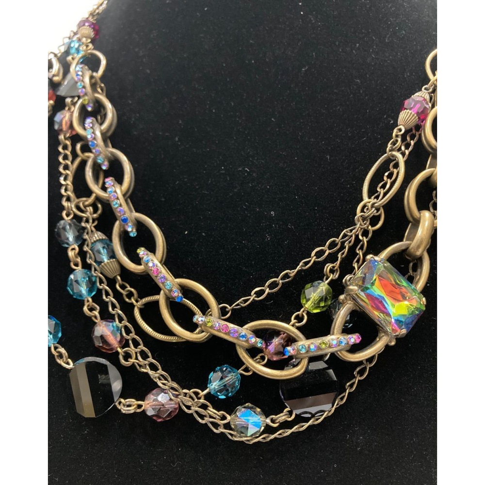 Unique***Sorrelli Multi Strand Iridescent Necklace - image 4